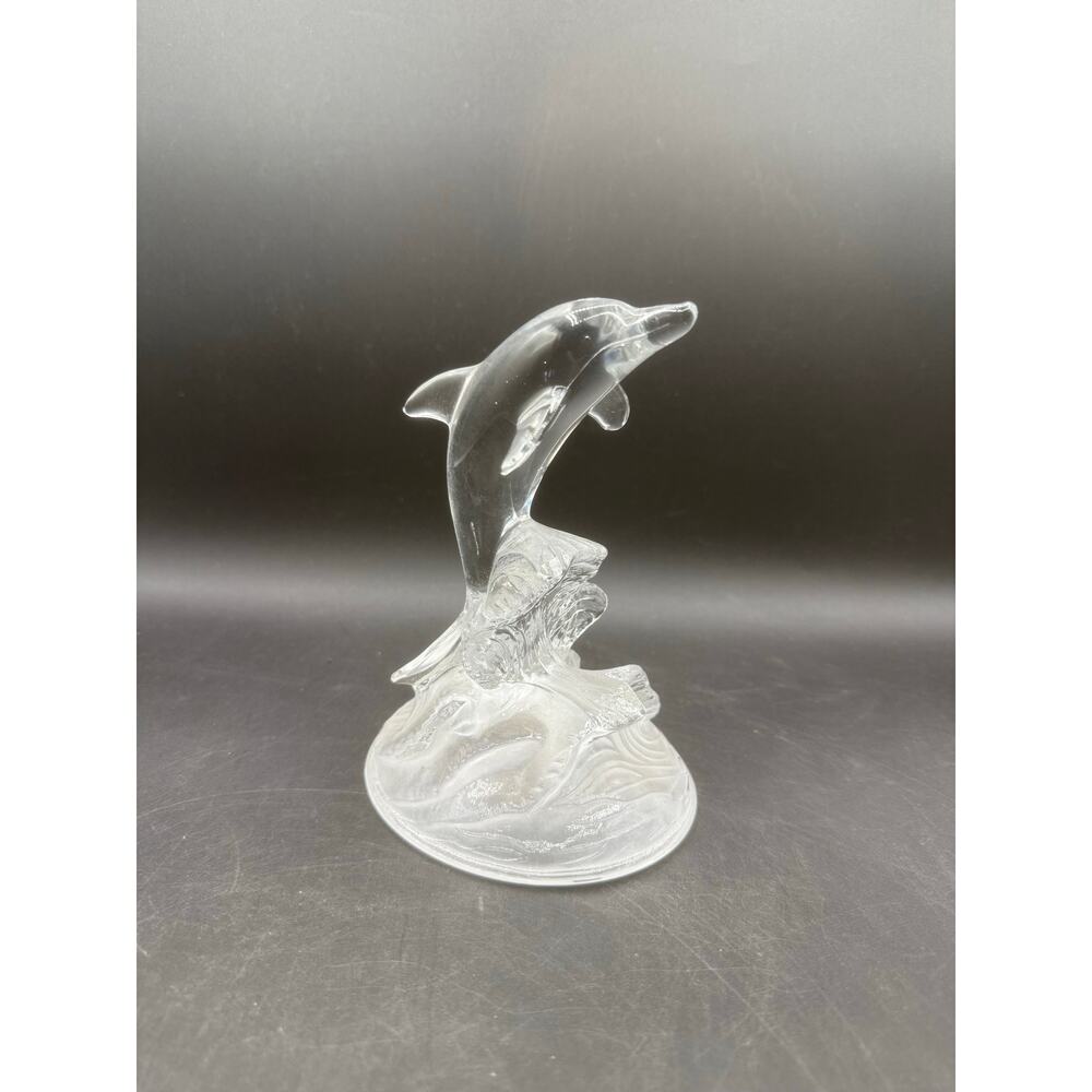 Dolphin Sculpture – Frosted and Clear Glass (Used)